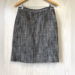 S MaxMara Gray Tweed Knit Pencil Skirt With Pockets